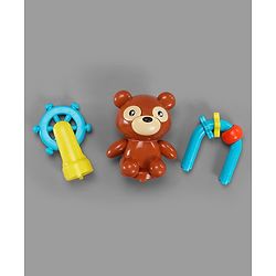 Babyhug Teddy Foldable Baby Walker with Toy Bar Music & Lights - Teal Blue| Adjustable Height| 360° Swivel Wheels| Detachable Toy Bar