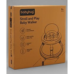Babyhug Teddy Foldable Baby Walker with Toy Bar Music & Lights - Teal Blue| Adjustable Height| 360° Swivel Wheels| Detachable Toy Bar