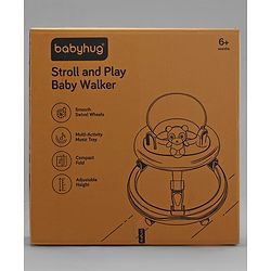 Babyhug Teddy Foldable Baby Walker with Toy Bar Music & Lights - Teal Blue| Adjustable Height| 360° Swivel Wheels| Detachable Toy Bar