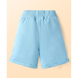 Babyhug Single Jersey Knit Half Sleeves Front Open T-Shirt & Shorts Set With Crocodile Print & Bird Patch - Light Blue