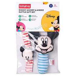 Babyhug Disney Mickey & Minnie Rattle Gift Set - Pack of 2 |Disney Theme| Mickey Hand Rattle & Minnie wrist Rattle | Ideal for Babies| Safe, Fun & Stimulating for Infants | Helps Develop Motor Skills | Perfect Gift for Infants| BIS Certified