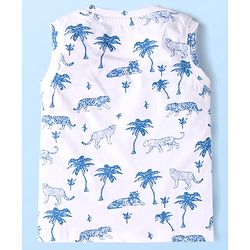 Babyhug Single Jersey Knit Sleeveless Tank T-Shirt & Shorts Set with Jungle Theme Print - White