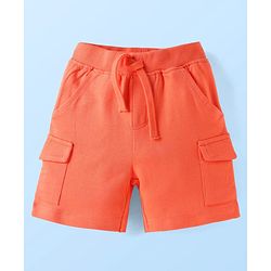 Babyhug Single Jersey Knit Half Sleeves T-Shirt & Shorts Set with Dino Print - White & Orange