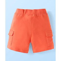 Babyhug Single Jersey Knit Half Sleeves T-Shirt & Shorts Set with Dino Print - White & Orange