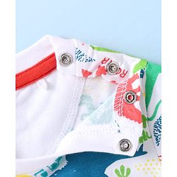 Babyhug Single Jersey Knit Half Sleeves T-Shirt & Shorts Set with Dino Print - White & Orange