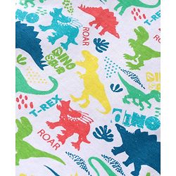 Babyhug Single Jersey Knit Half Sleeves T-Shirt & Shorts Set with Dino Print - White & Orange