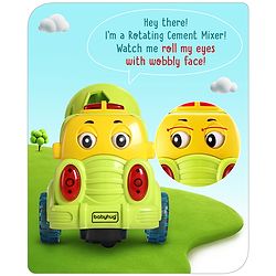 Babyhug 4 in 1 Musical Bump & Go Construction Series Cement Mixer Truck - Green| |BIS Aprroved| Moving Eye | Shape & Color Recognition| Light & Music| Spatial Awareness| Cause & Effect - Yellow
