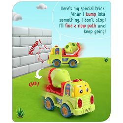 Babyhug 4 in 1 Musical Bump & Go Construction Series Cement Mixer Truck - Green| |BIS Aprroved| Moving Eye | Shape & Color Recognition| Light & Music| Spatial Awareness| Cause & Effect - Yellow