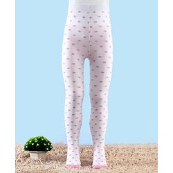 Cute Walk by Babyhug Knit Antibacterial Footed Tights with Polka Dots Design - White