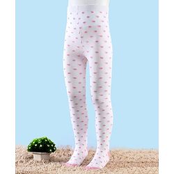 Cute Walk by Babyhug Knit Antibacterial Footed Tights with Polka Dots Design - White