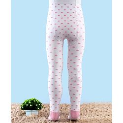 Cute Walk by Babyhug Knit Antibacterial Footed Tights with Polka Dots Design - White