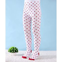 Cute Walk by Babyhug Knit Antibacterial Footed Tights with Polka Dots Design - White