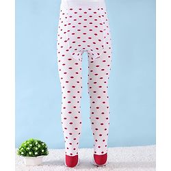 Cute Walk by Babyhug Knit Antibacterial Footed Tights with Polka Dots Design - White