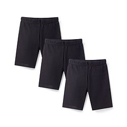 Babyhug Cotton Lycra Knit Mid Thigh Length Solid Color Cycling Shorts Pack of 3 - Black