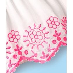 Babyhug Woven Sleeveless Top With Floral Embroidery - White