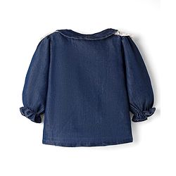Babyhug Rayon Woven Full Sleeves Peter Pan Collared Front Open Top with Lace Detailing - Navy Blue