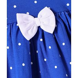 Babyhug Cotton Knit Half Puffed Sleeves Polka Dots & Floral Printed Frock with Headband & Bow Applique Pack of 2 - Blue & Pink