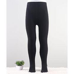 Cute Walk by Babyhug Knit Antibacterial Solid Footed Tights - Black