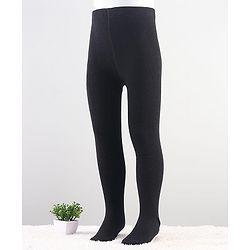Cute Walk by Babyhug Knit Antibacterial Solid Footed Tights - Black