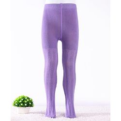 Cute Walk by Babyhug Knit Antibacterial  Footed Tights with Cable Knit Design - Purple
