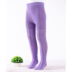 Cute Walk by Babyhug Knit Antibacterial  Footed Tights with Cable Knit Design - Purple