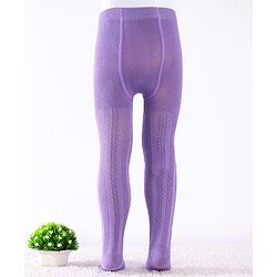 Cute Walk by Babyhug Knit Antibacterial  Footed Tights with Cable Knit Design - Purple