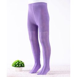 Cute Walk by Babyhug Knit Antibacterial  Footed Tights with Cable Knit Design - Purple