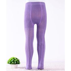 Cute Walk by Babyhug Knit Antibacterial  Footed Tights with Cable Knit Design - Purple