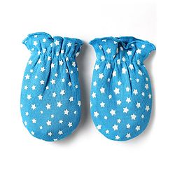 Babyhug 100% Cotton Interlock Knit Mittens With Stripes & Animal Print Pack Of 3 - Blue yellow & Light Blue