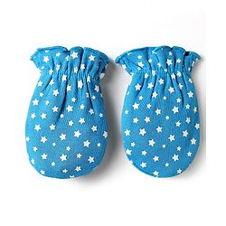 Babyhug 100% Cotton Interlock Knit Mittens With Stripes & Animal Print Pack Of 3 - Blue yellow & Light Blue