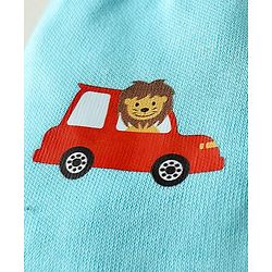 Babyhug 100% Cotton Interlock Knit Mittens With Stripes & Animal Print Pack Of 3 - Blue yellow & Light Blue