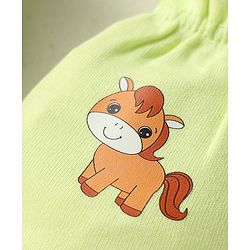 Babyhug 100% Cotton Interlock Knit Mittens With Stripes & Animal Print Pack Of 3 - Yellow Light Blue & Light Green