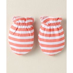 Babyhug 100% Cotton Interlock Knit Mittens With Stripes & Animal Print Pack Of 3 - Yellow Light Blue & Light Green
