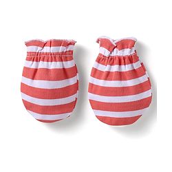 Babyhug 100% Cotton Mittens With Vehicles Text Print & Stripes Pack of 3 - Light Blue Red & Yellow