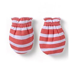 Babyhug 100% Cotton Mittens With Vehicles Text Print & Stripes Pack of 3 - Light Blue Red & Yellow