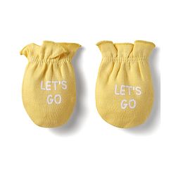 Babyhug 100% Cotton Mittens With Vehicles Text Print & Stripes Pack of 3 - Light Blue Red & Yellow