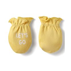 Babyhug 100% Cotton Mittens With Vehicles Text Print & Stripes Pack of 3 - Light Blue Red & Yellow