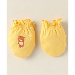 Babyhug 100% Cotton Interlock Knit Mittens With Stripes & Star Print Pack Of 3 - Navy Blue & Yellow