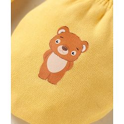 Babyhug 100% Cotton Interlock Knit Mittens With Stripes & Star Print Pack Of 3 - Navy Blue & Yellow