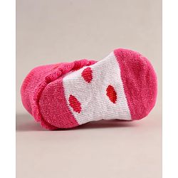 Cute Walk by Babyhug Sock Shoes with Smiley Applique - Dark Pink