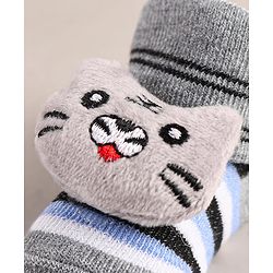 Cute Walk by Babyhug Sock Shoes with Bear Applique - Grey