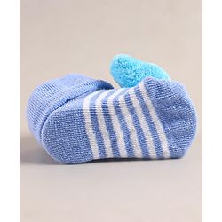 Cute Walk by Babyhug Sock Shoes with Bear Applique - Blue