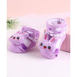 Cute Walk by Babyhug Sock Shoes with Bunny Applique - Lilac