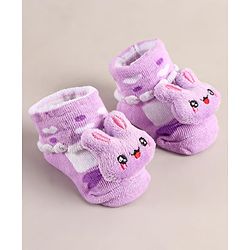 Cute Walk by Babyhug Sock Shoes with Bunny Applique - Lilac