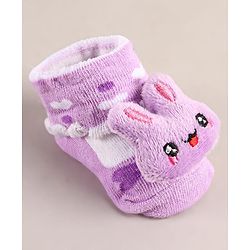 Cute Walk by Babyhug Sock Shoes with Bunny Applique - Lilac