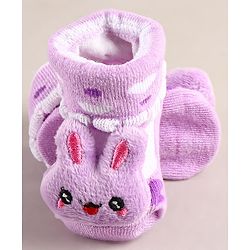 Cute Walk by Babyhug Sock Shoes with Bunny Applique - Lilac