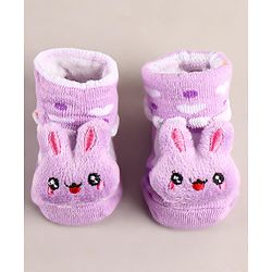 Cute Walk by Babyhug Sock Shoes with Bunny Applique - Lilac