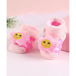 Cute Walk by Babyhug Sock Shoes with Flower Applique - Pink