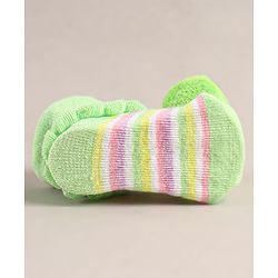 Cute Walk by Babyhug Sock Shoes with Duck Applique - Light Green
