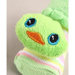 Cute Walk by Babyhug Sock Shoes with Duck Applique - Light Green
